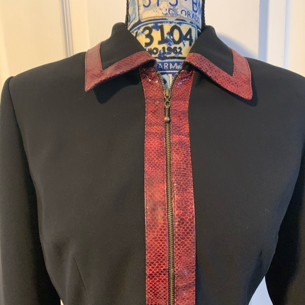 Donna Morgan Full Zip Python Trim Blazer Jacket - image 3